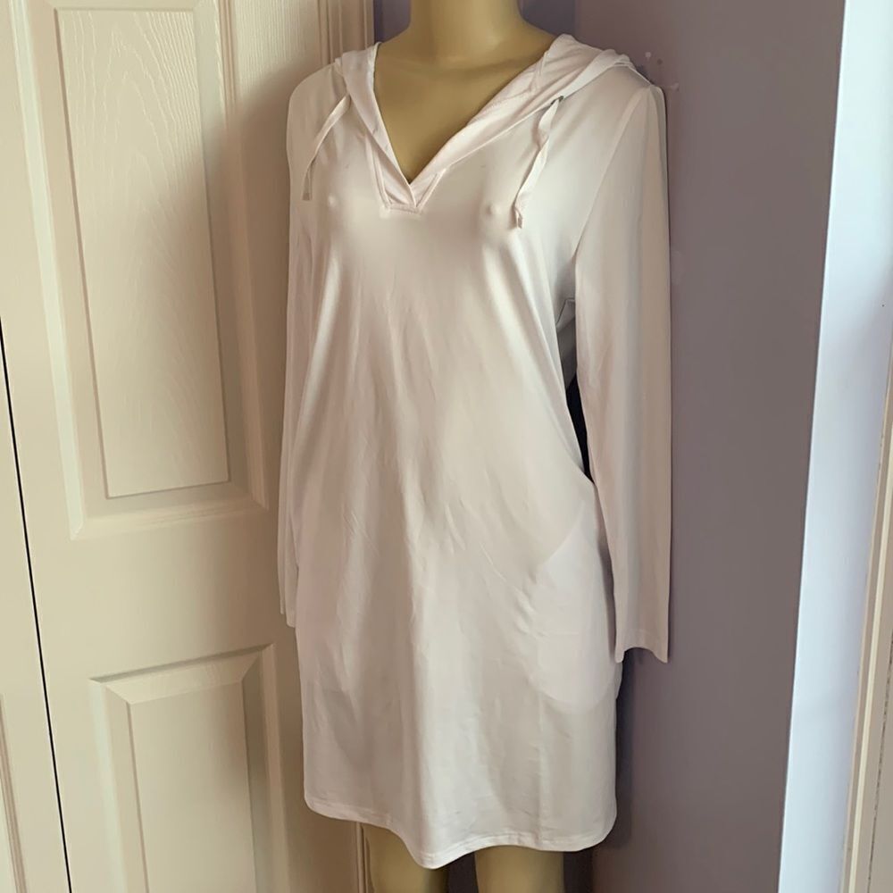 Designer Swim-dress Swimwear Swimsuit Cover-up S White